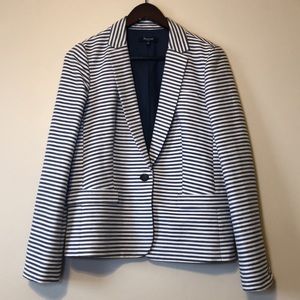 Madewell | Tailored Linen Chambray Striped Blazer Single Button Size 4